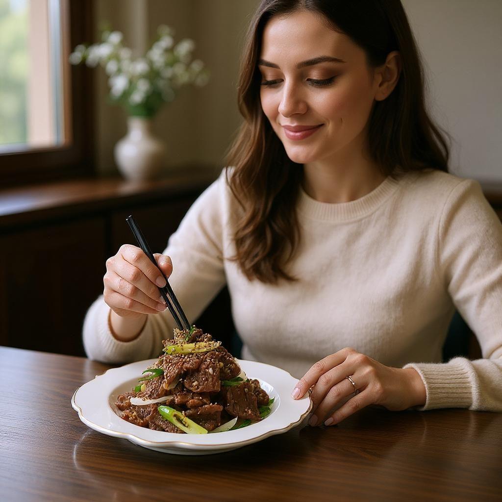 콩고기 요리 식사 장면