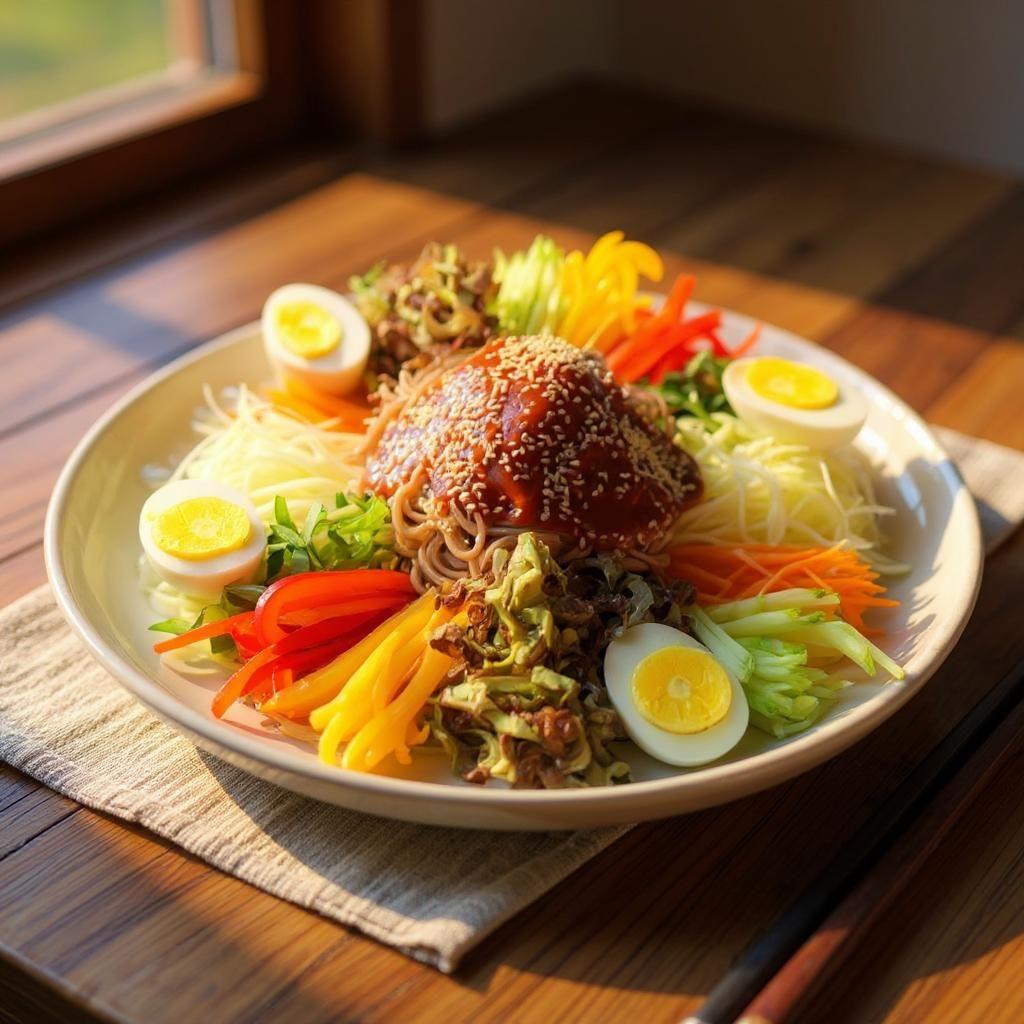 풍성한 비빔막국수